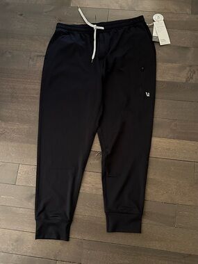 Men's Black Tech Jogger Pants with Drawstring Waist